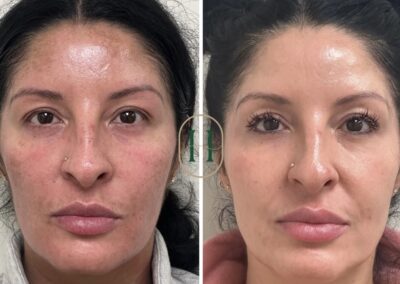 Comparison of skin before and after Ultra Laser Melasma treatment with medical-grade skincare and consistent facials.